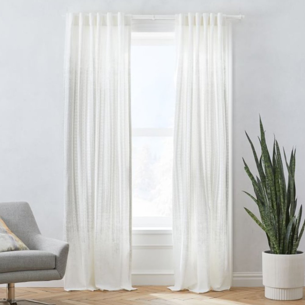 West Elm Echo Print Curtain Gray/Beige 48 X 96 (Pair - 2)